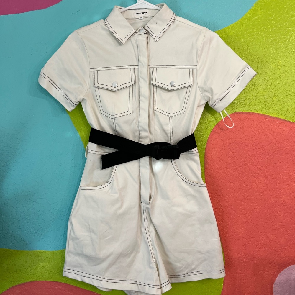 SUPERDOWN white shorts romper